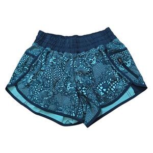 Lululemon Tracker Shorts Women's 8 Teal Green Lined Zip Yoga Gym Running Stretch